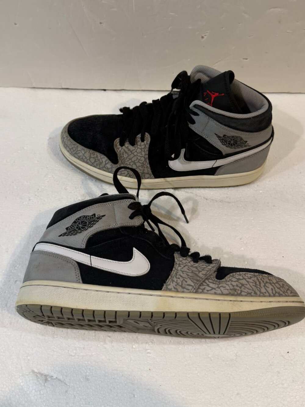 Nike Air Jordan 1 Retro Mid SE Elephant Print Toe Mens Size 10 Black DM1200-016